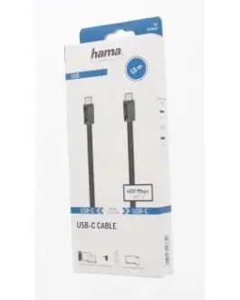 Alternative view of Кабел HAMA USB-C мъжко - USB-C мъжко,1.5 м,черен,3A,60W,480Mb/s