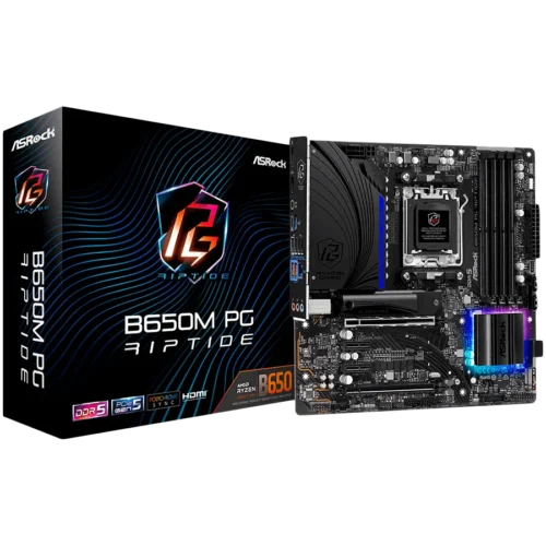 Дънна платка ASROCK MB Desktop B650M PG RIPTIDE AM5 4x DDR5 2x PCIe 4.0 x16 2x PCIe 3.0 x16 1x Blazing M.2(PCIe Gen5x4)