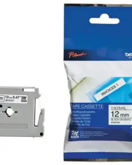 ЛЕНТА ЗА ЕТИКЕТНИ ПРИНТЕРИ BROTHER P-Touch/P-Touch M  - 12 mm x 400 m - BLACK ON WHITE TAPE - PN MK-231BZ
