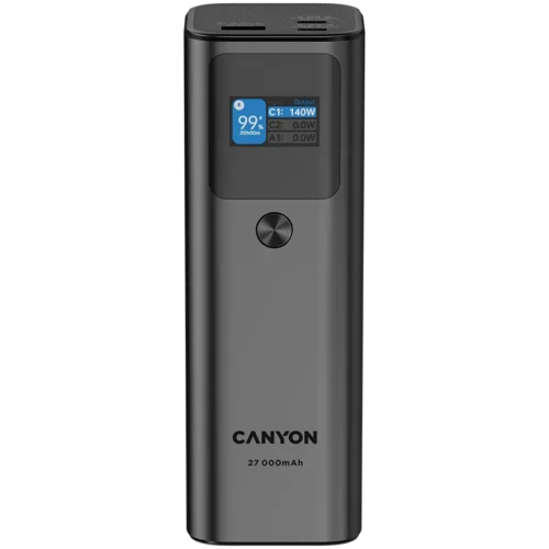 Външна батерия CANYON power bank PB-2010 TFT 27000 mAh 97.2Wh PD140W QC 3.0 Dark Grey