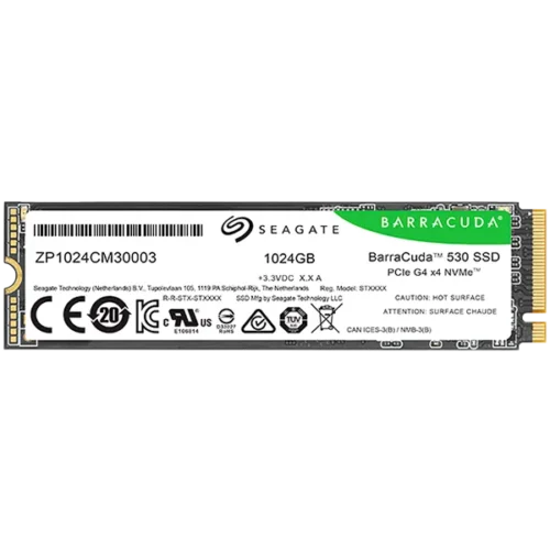 SSD диск SSD SEAGATE BarraCuda 530 1.024TB M.2 2280-S2 PCIe Gen4 x4 NVMe 2.0 Read/Write: 7400/6100 MBps TBW