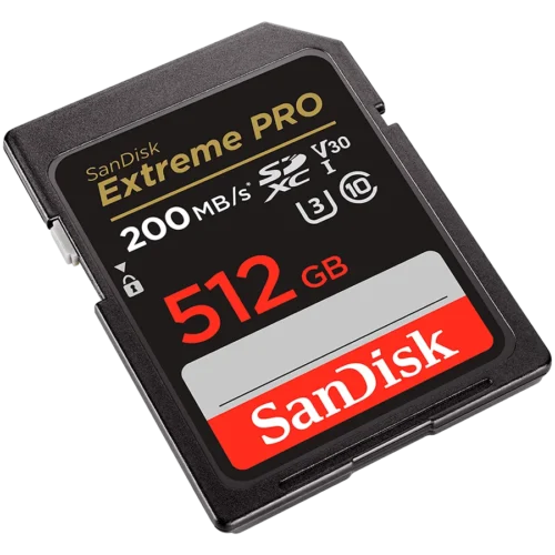 Карта памет SanDisk Extreme PRO 512GB SDXC Memory Card + 2 years RescuePRO Deluxe up to 200MB/s & 140MB/s Read/Write spe