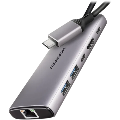 USB хъб AXAGON HMC-6G2L 2x USB-A 10Gbps 1x USB-C 10Gbps 4K/60Hz HDMI RJ-45 USB 3.2 Gen 2 hub PD 100W 15cm USB-C