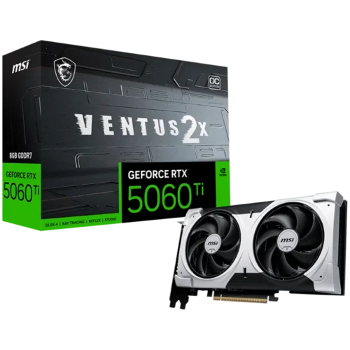 Видео карта MSI Video Card NVIDIA GeForce RTX 5060 Ti 8G VENTUS 2X OC PLUS 8GB GDDR7 128-bit 2617 MHz Boost 4608 CUDA Co
