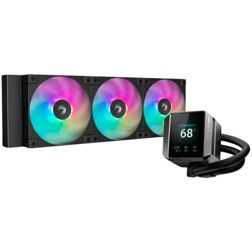 Охладител за процесор Охладител DeepCool MYSTIQUE 360 ARGB 360mm CPU Liquid Cooler 2.8" LCD screen 3x120mm ARGB PWM Fans