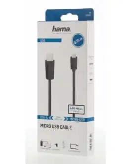 Alternative view of Кабел HAMA USB 2.0- micro USB, Позлатени конектори, 0.75 м., 480 Mbit / сек, Черен