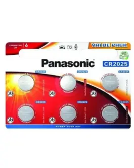 Бутонна батерия литиева PANASONIC CR2025 3V 6 бр. в блистер /цена за 6