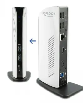 Alternative view of Докинг станция Delock, За MacBook, HDMI Full-HD, USB 3.2, LAN, Audio, Черен/Бял