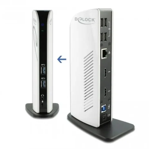 Alternative view of Докинг станция Delock, За MacBook, HDMI Full-HD, USB 3.2, LAN, Audio, Черен/Бял