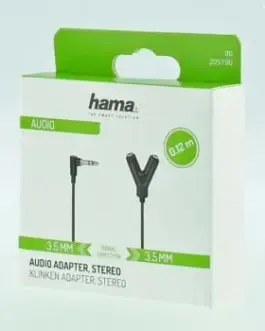 Alternative view of Аудио адаптер HAMA 3.5 мм жак мъжко - 2 3.5 мм жак женско, 0.2м, Черен