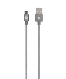 Кабел Skross USB-A - microUSB Метална оплетка 1.20 м Сив