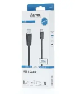 Alternative view of Кабел HAMA USB-C мъжко-USB-A мъжко, USB 3.2 Gen 1, 5Gbit/s, 0.75 м., Черен