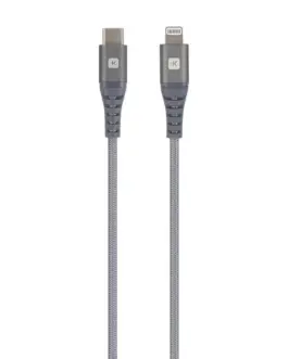 Кабел Skross USB-C - Lightning Метална оплетка 1.20 м Сив