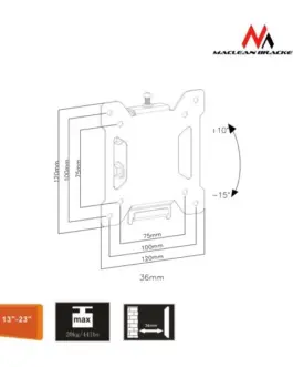 Alternative view of Maclean Universal holder for TV or монитор MC-596 13-23 vesa 100x100 20kg