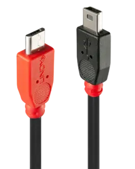 Alternative view of КАБЕЛ USB LINDY - mini USB-B to micro USB-B - 2,0 m - Black - PN 31719