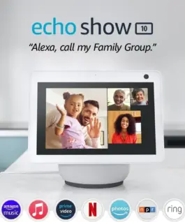 Alternative view of Смарт тонколона Amazon Echo Show 10 (Gen 3), Сензорен екран, Гласов асистент, Бяла