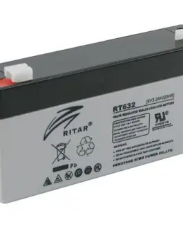 Оловна батерия RITAR (RT632) AGM 6V 3.2Ah 134 /34 /60 mm Терминал1