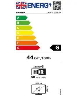 Alternative view of Гейминг монитор GIGABYTE AORUS FO32U2P, 31.5" QD-OLED, 4K UHD, 240Hz, 0.03ms, DP 2.1 UHBR20, Vesa ClearMR 13000, HDR 400, KVM
