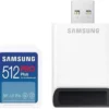 Карта памет Samsung PRO Plus SD Card 512GB USB Четец Бяла