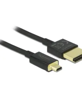 Кабел Delock  HDMI-A мъжко - Micro HDMI-D мъжко18 Gbit/s 4K 0.5 м Черен