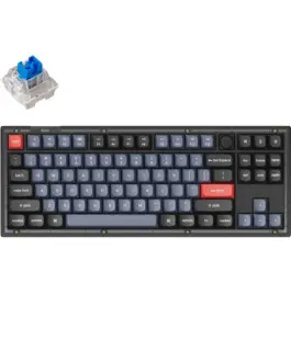 Геймърска Механична клавиатура Keychron V3 TKL Knob QMK Frosted Black Translucent Keychron K Pro Blue Switch
