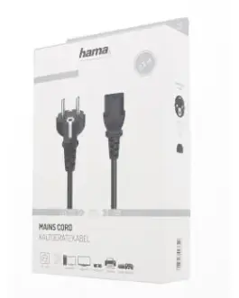 Alternative view of Универсален захранващ кабел HAMA, Шуко, 3pin(IEC C13 женско, 2.5 m, Черен