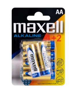 Алкална батерия MAXELL AA LR-6 4+2 бр. в опаковка 1.5V