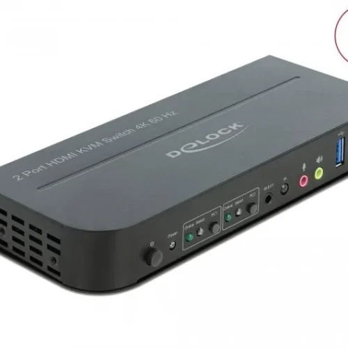 Alternative view of KVM превключвател, Delock 11481, 2-портов, USB, HDMI, Audio