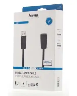 Alternative view of Удължителен кабел HAMA, USB-A женско - USB-A мъжко, 5 м, екраниран, черен