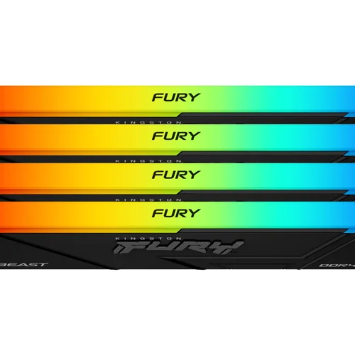 Памет за компютър Kingston FURY Beast Black RGB 64GB(4x16GB) DDR4 3200MHz CL16