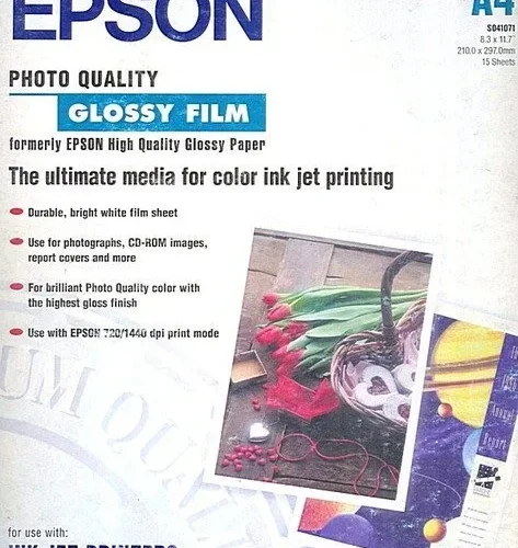 ХАРТИЯ EPSON PHOTO QUALITY GLOSSY FILM - A4 Size - 210 mm x 297 mm - PN 41071 -  15