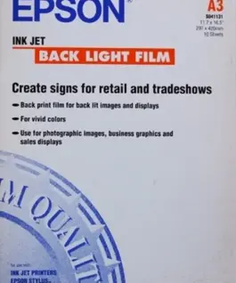 ХАРТИЯ EPSON INK JET BACK LIGHT FILM - A3 Size  - 297 mm x 420 mm - PN 41131 -  10 листа