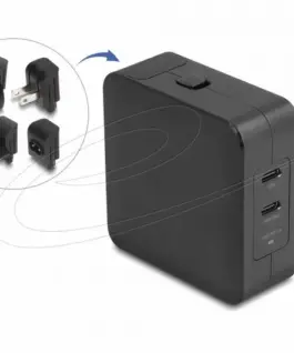 Delock Зарядно устройство GaN 2 x USB-C PD 65 W адаптер за EU / US /