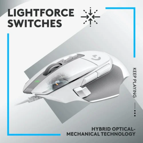 Alternative view of Геймърска мишка Logitech, G502 X, Оптична,  Жична, USB, Бяла