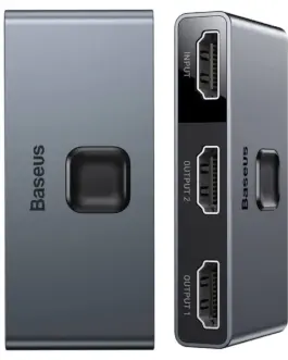 Alternative view of Двупосочен HDMI превключвател Baseus CAHUB-BC0G за компютри и монитори сив