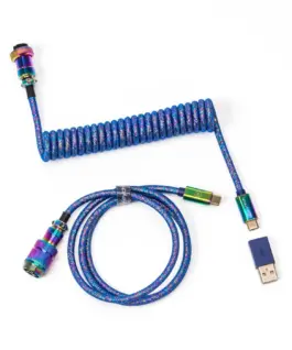 Кабел за клавиатура Keychron Colorful Premium Coiled Cable USB-C - USB-C Rainbow