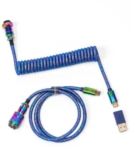 Кабел за клавиатура Keychron Colorful Premium Coiled Cable USB-C - USB-C Rainbow