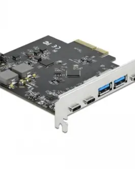 Контролер Delock PCI Express Card x4 -> 3 x USB-C + 2x USB-A 10Gbps