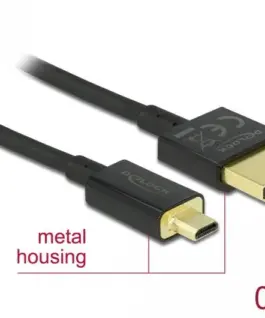 Alternative view of Кабел Delock  HDMI-A мъжко - Micro HDMI-D мъжко,18 Gbit/s, 4K, 0.5 м, Черен