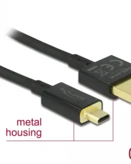 Alternative view of Кабел Delock  HDMI-A мъжко - Micro HDMI-D мъжко,18 Gbit/s, 4K, 0.5 м, Черен