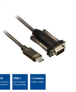 Alternative view of Конвертор ACT AC6002, USB-C мъжко - RS232 мъжко, 9 pin, 1.5 м, Черен