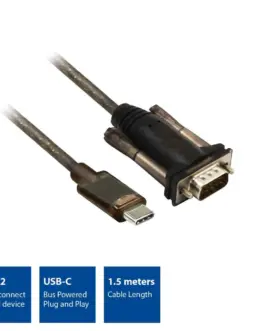 Alternative view of Конвертор ACT AC6002, USB-C мъжко - RS232 мъжко, 9 pin, 1.5 м, Черен