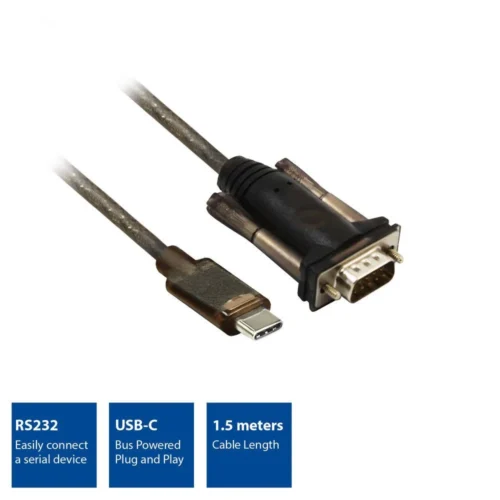 Alternative view of Конвертор ACT AC6002, USB-C мъжко - RS232 мъжко, 9 pin, 1.5 м, Черен