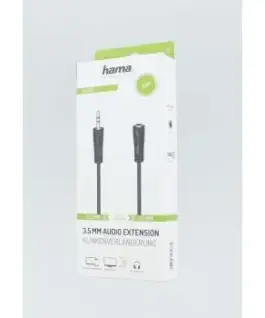 Alternative view of Аудио удължителен кабел HAMA, 3.5 мм жак мъжко - 3.5 мм жак женско, 5м, Черен