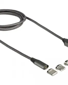 Кабел за зареждане Delock  3 в 1 USB-A мъжко - 8 Pin / Micro USB / USB Type-C 1м