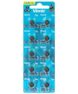 Alternative view of Бутонна алкална батерия VINNIC LR754, LR48, 1,55V, 10pk блистер, /цена за 1 бр. батерия/
