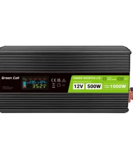 Alternative view of Инвертор GREEN CELL, 12/220V, DC/AC, 500W/1000W INVGC12P500LCD  LCD, Чиста синусоида