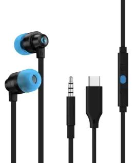 Геймърски слушалки с микрофон Logitech G333 In-ear 3.5 mm + USB-C adapter тапи жични