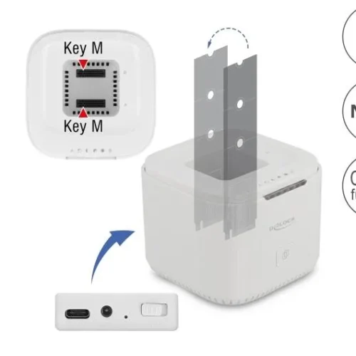 Alternative view of Станция Delock USB-C, За 2 x M.2 NVMe PCIe SSD, Клониране