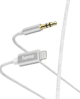 Аудио кабел HAMA Lightning мъжко - 3.5 mm жак мъжко 1.0 м Бял